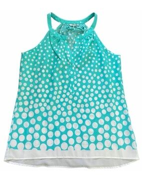 Milano Teal & White Polka-Dot Halter Top / Blouse